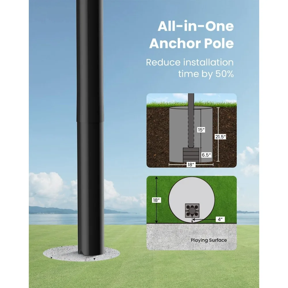 Porta da basket da esterno regolabile da 10 piedi con tabellone infrangibile e canestri interrati stile Pro