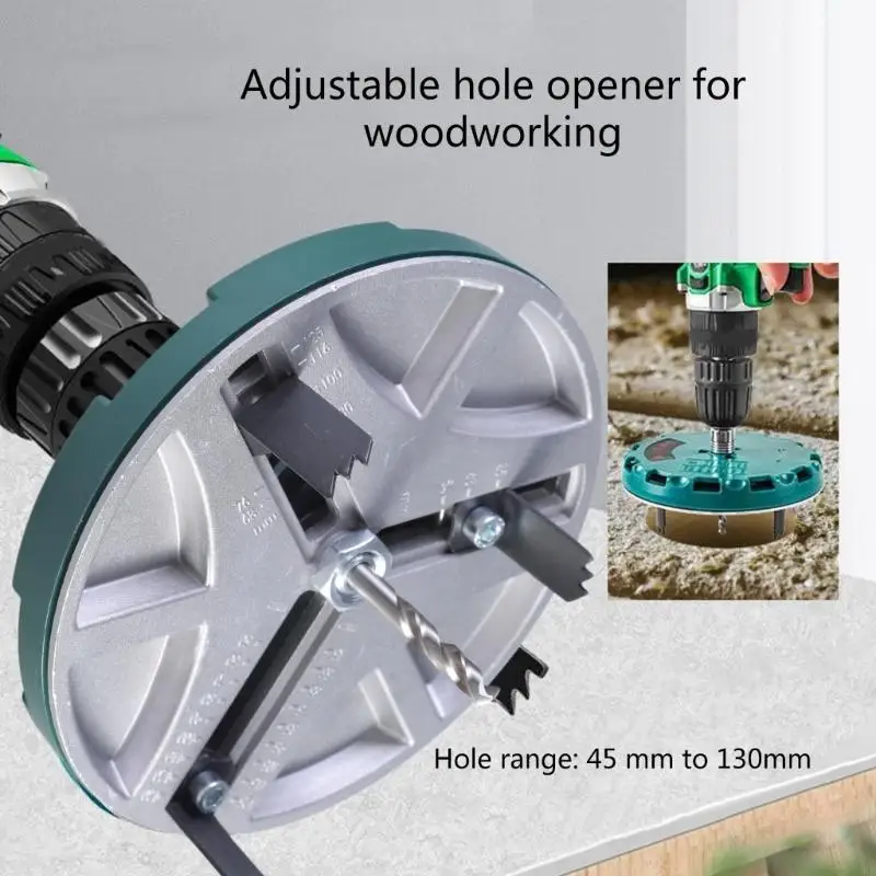 Professional Hole Saw Cutter Adjustable Hole Saw Punching Saw for Woodworking,Diameter 45-130mm for DIY Enthusiasts