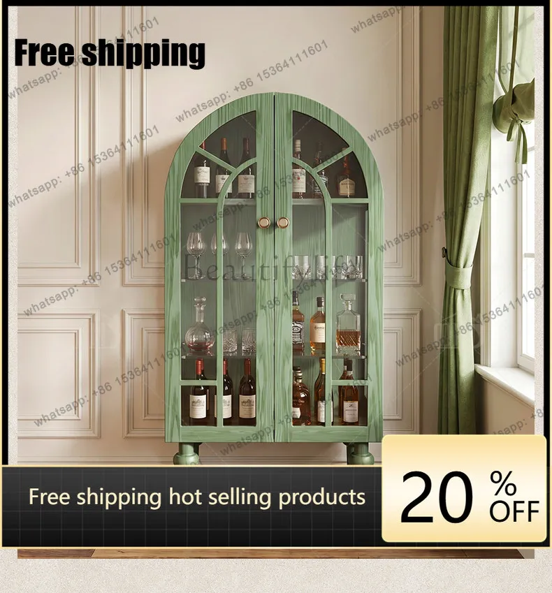 FG French display antique wine cabinet retro style solid wood corner cabinet storage
