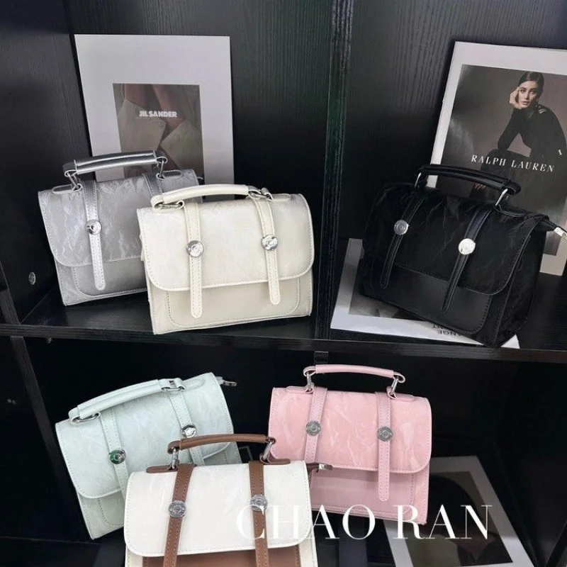

High-End Fashionable Shopper Bag For Women With Messenger Purse Design And Solid Color Vintage Elegance