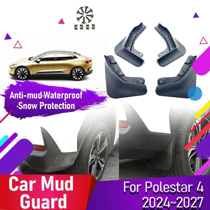 

Car Mud Guards For Polestar 4 2024 2025 2026 2027 Dustproof Mudguards Door Fender Flare Stylings Exterior Parts Auto Accessories