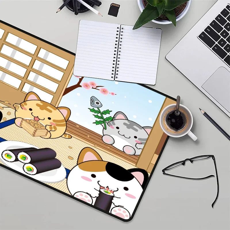 Cartoon Japan Sushi Mouse Pad Gaming Gamer Cabinet Mat Xxl Speed Cute Cat Mousepad Anime Moused Computer Pc Accessories Keyboard