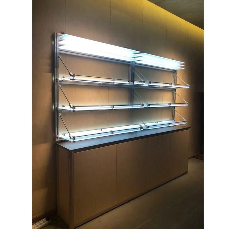 Luminous acrylic shelf display stand, optical axis shelf aluminum profile marine panel display case