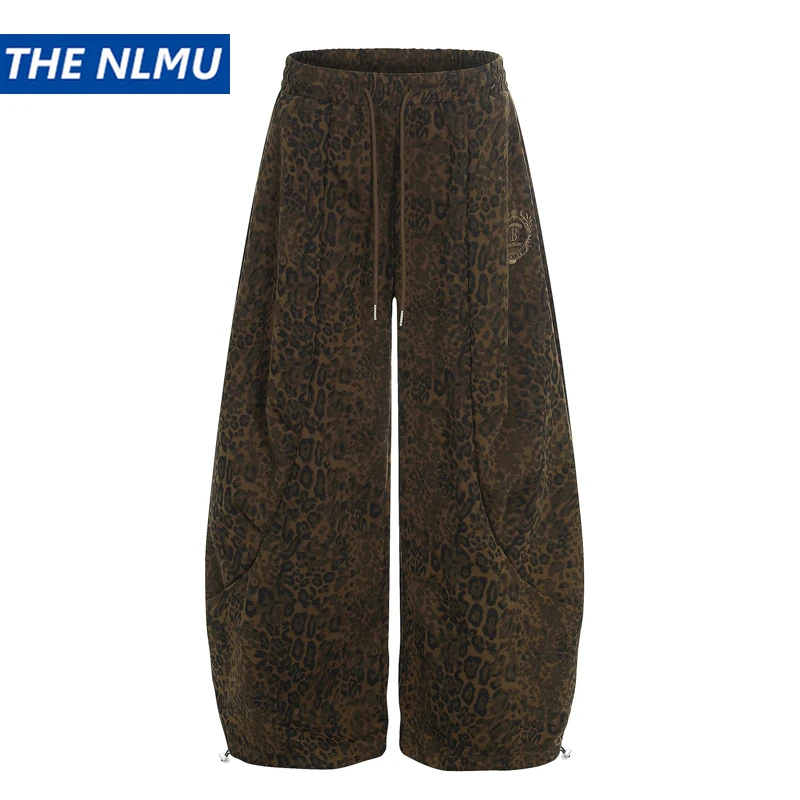 

Retro Leopard Print Pants 2026 Spring Loose Trousers Elastic Waist Casual Streetwear
