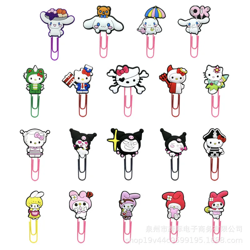 

Cute Hello Kitty Keychain Bookmark Memo Clip Kawaii Cartoon Anime Color Paper Clip Office Supplies Student Girl Gift Wholesale