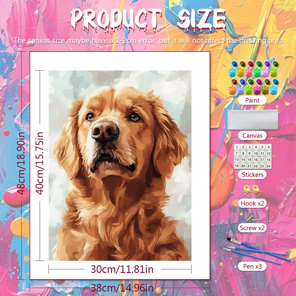 DIY Painting By Numbers Dog Coloring By Numbers Animal Digital Oil Painting Puppy Drawing On Canvas Home Decor Handpainted Gift