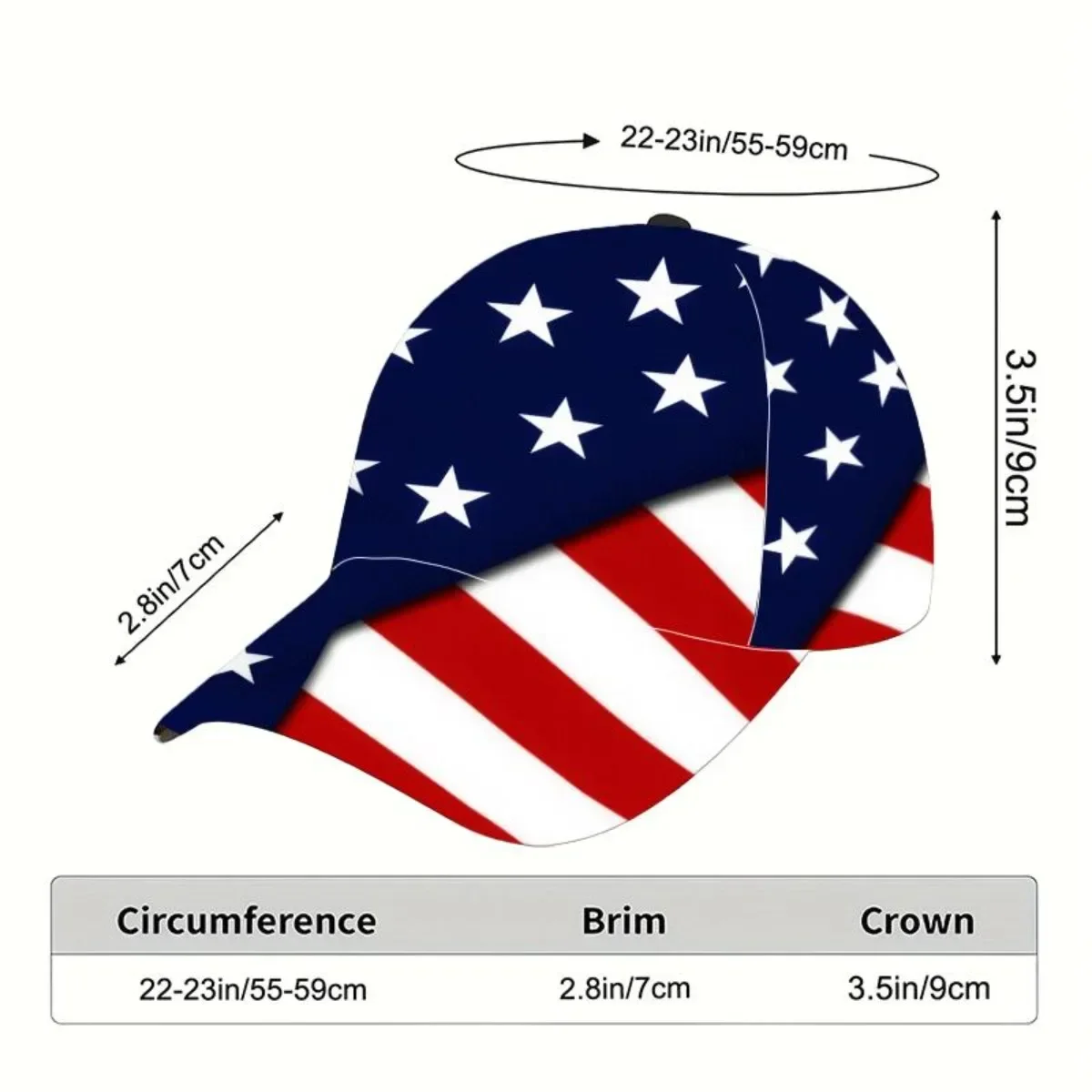 Customization Pack Of 1 Adjustable Lightweight Baseball Cap: Classic Stars And Stripes Design, Unisex, Comfortable And Durable,