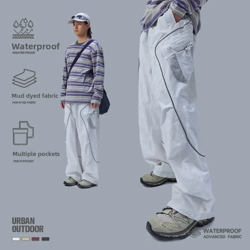 

Уличные рабочие брюки Street Sle: водонепроницаемые, с множеством карманов, устойчивые к грязи, с эластичным поясом, вельветовые, повседневные, молодежные, из полиэфирного волокна