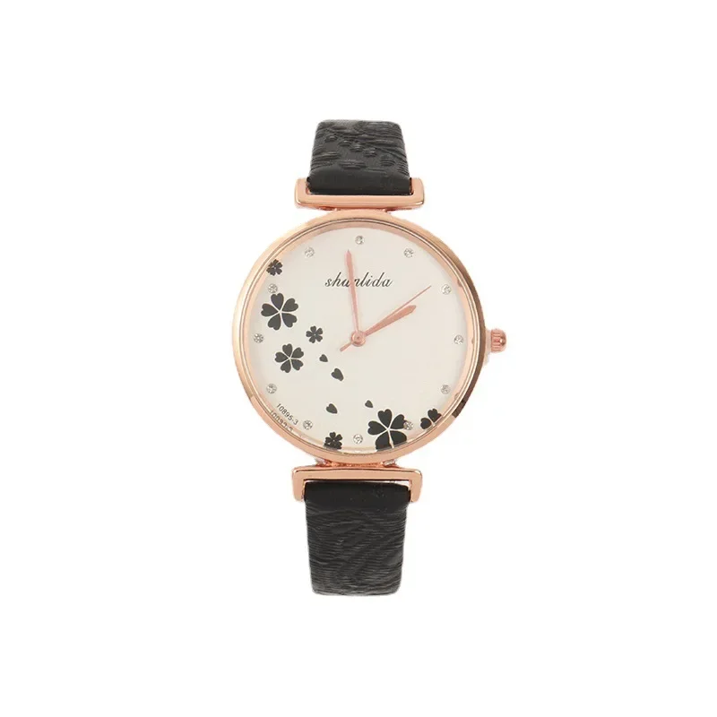 Fashion Watches For Women Leather Retro Ladies Wristwatch Flower Pattern Simple Quartz Female Watch Rhinestone New reloj mujer