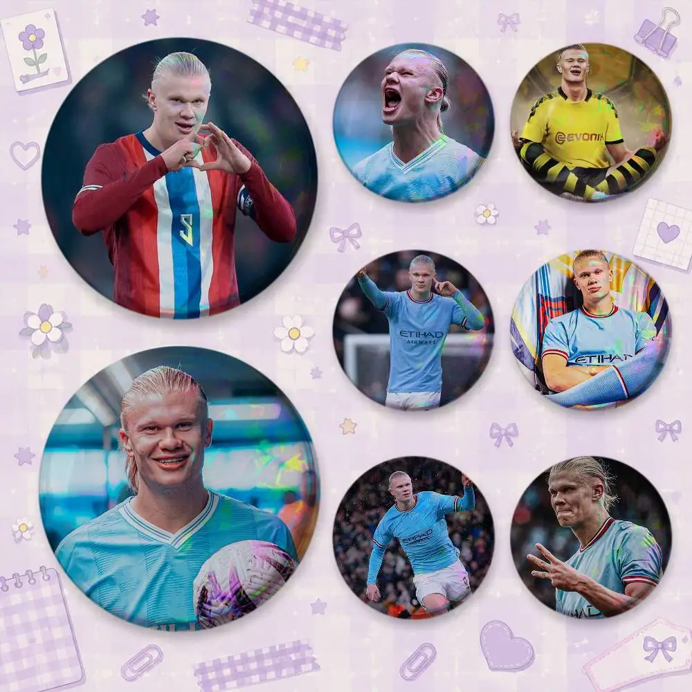 Football E-Erling H-Haaland Brooches Cartoon Badge Pins Backpack Hat Accessories Friend Gift