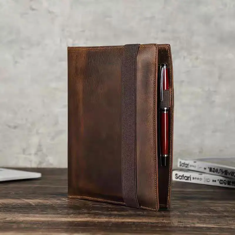 

Винтажный кожаный портфель для ноутбука Crazy Horse для мини-футляра A5, папка для документов, офисные школьные канцелярские принадлежности