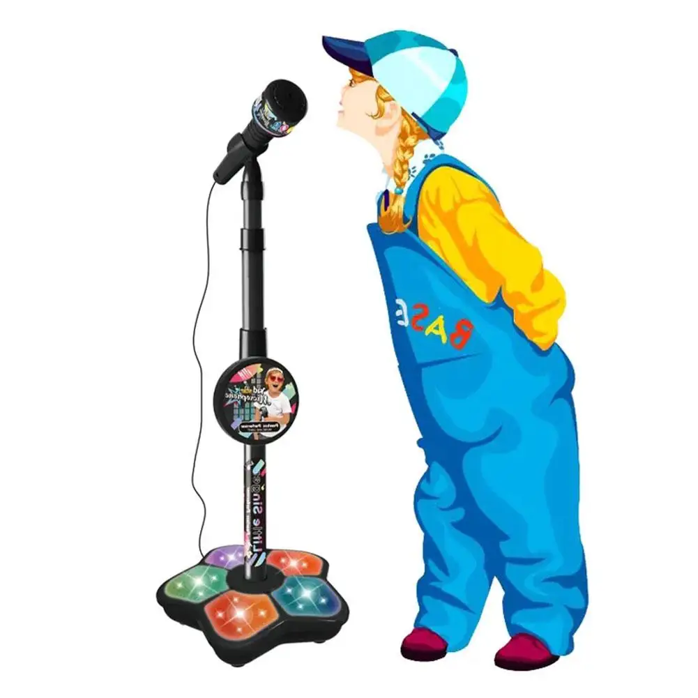 Children's Microphone With Stand Simulation Standing Karaoke Baby Singing Party Play Toy Kids Birthday Gift