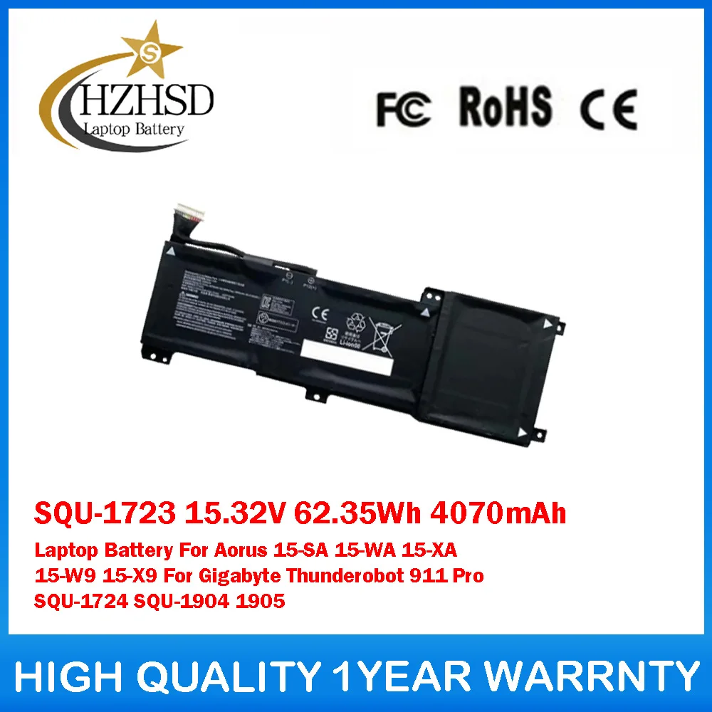 

SQU-1723 15.32V 62.35Wh 4070mAh Laptop Battery For Aorus 15-SA 15-WA 15-XA 15-W9 15-X9 For Gigabyte Thunderobot 911 Pro SQU-1724