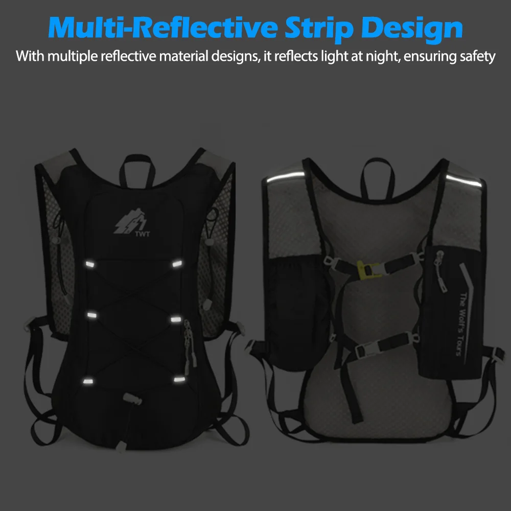 Lauf-Hydrationsweste Rucksack für Männer und Frauen Outdoor-Sporttasche Trail Marathon Jogging Wandern Rucksack Option mit Wasserbeutel – Detail 9