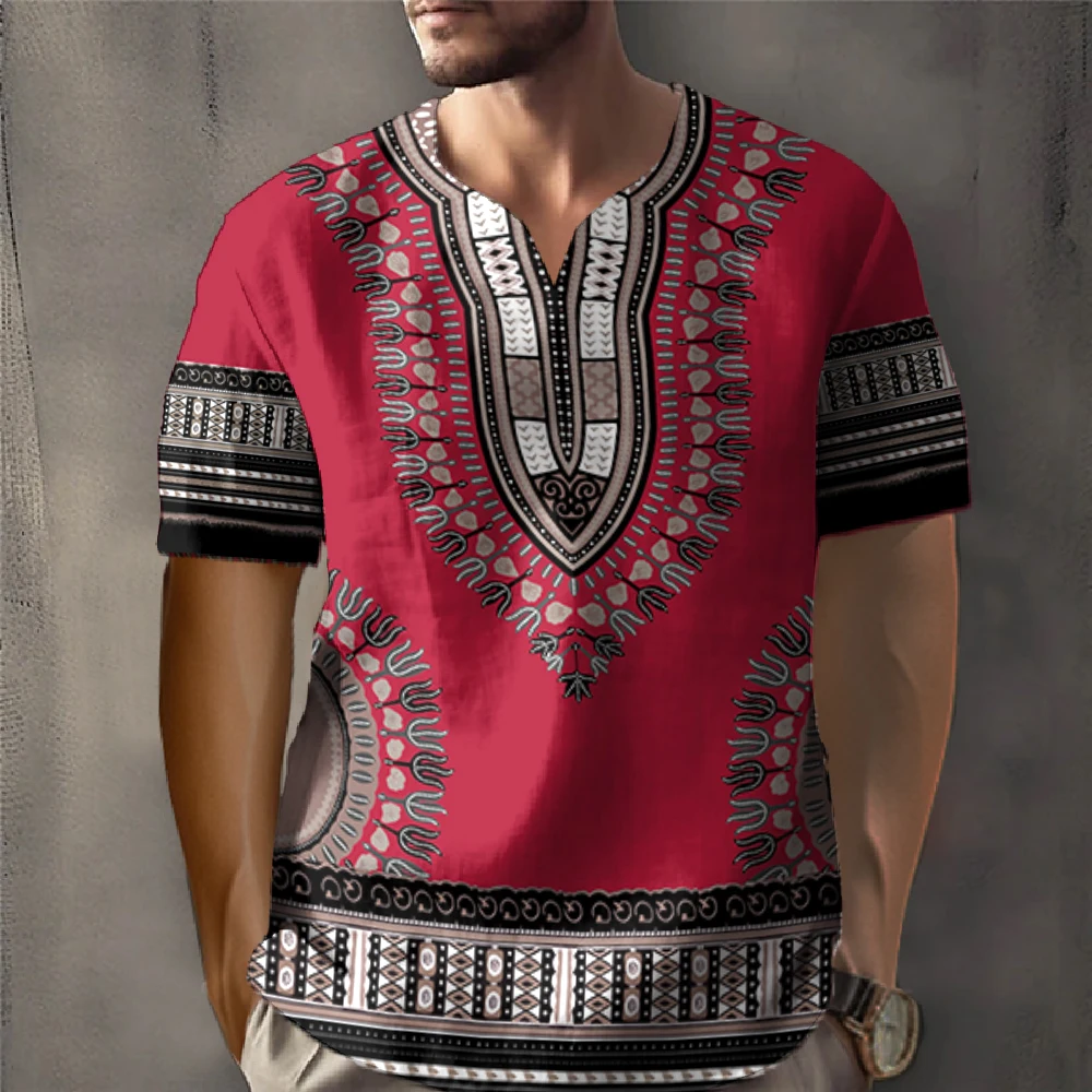 Unisex Dashiki T-shirts tradicionais para homens e mulheres, manga curta, 3D impresso, roupas extragrandes, moda verão