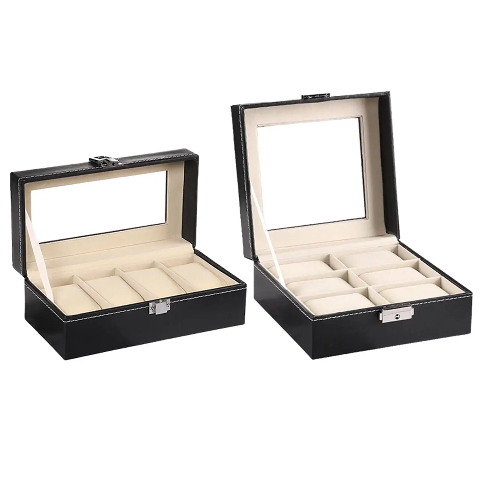 Watch Box Watch Storage Box with Lock Catch Watch Collection Case Glass Top