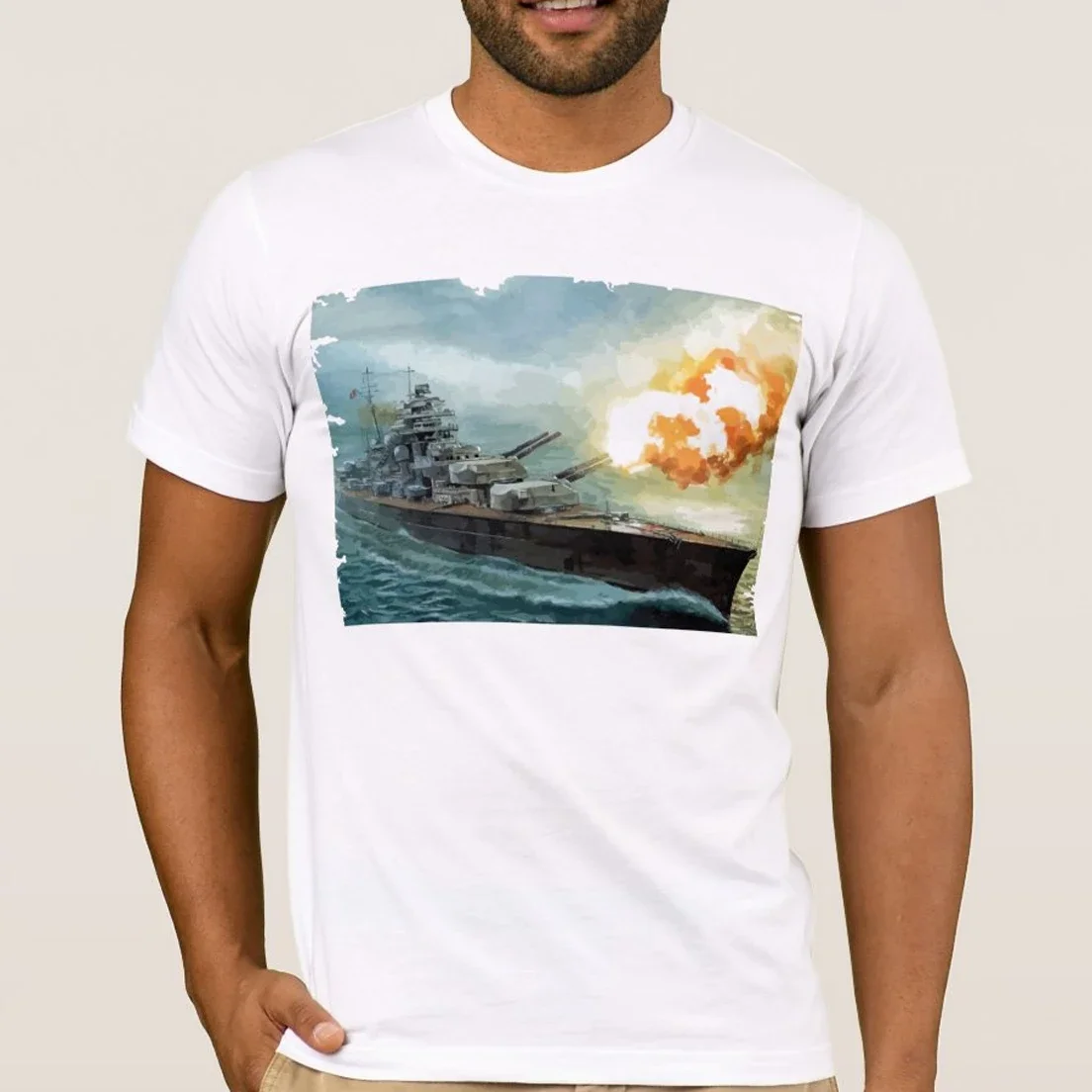 Vintage Bismarck Battleship Graphic Printed T-Shirt. Summer Cotton Short Sleeve O-Neck Mens Gift T Shirt New S-3XL