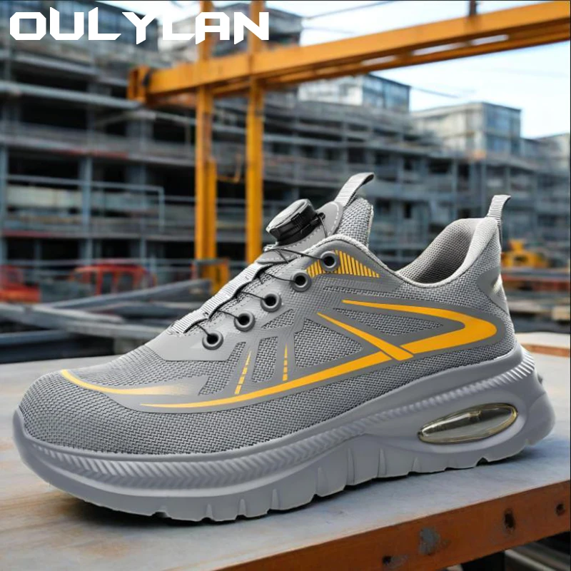

Oulylan Breathable Safety Shoes for Men Anti-Smash & Anti-Puncture Summer Work Boots Lightweight & Anti-Slip for Labor Shoes