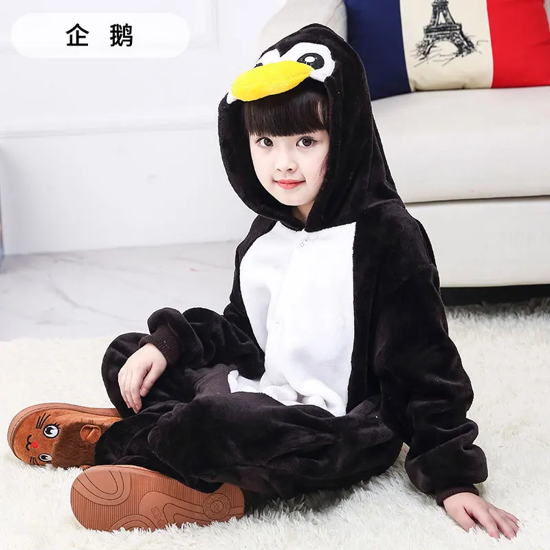 Black Penguin Family Christmas Pajamas Boy Girl Women Men Kigurumi Flannel Anima Anime Sleeping Wear Long Sleeve Sleepwear