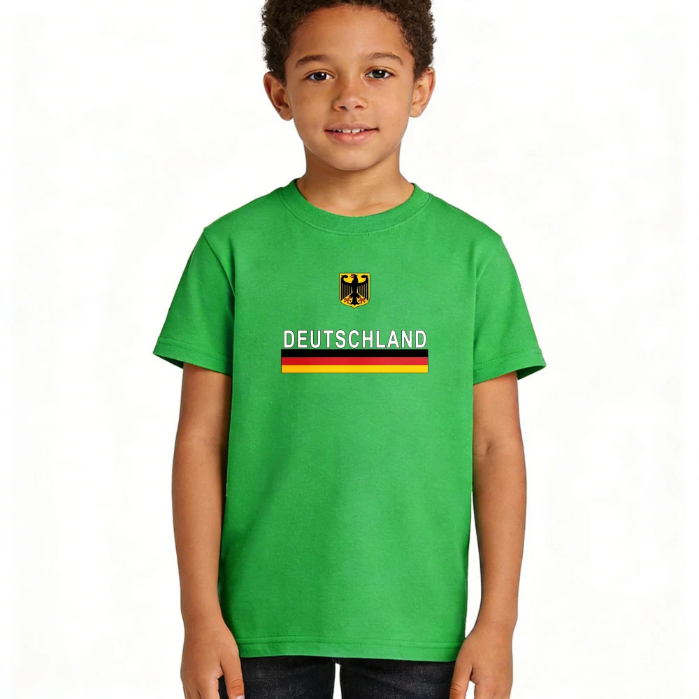 Deutschland German Eagle Emblem Flag Stripes Graphic Shirt Kids Boys Girls Cotton Tee Soccer Party Supplies Casual Daily Outfit
