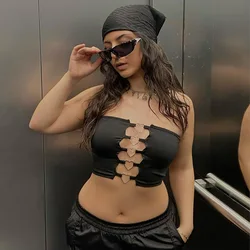 Summer Y2K 2025 Solid Color Pullover Sleeveless Openwork Crop Top Casual Heart-shaped Women's Top Vest Plus Big Size 3XS-10XL