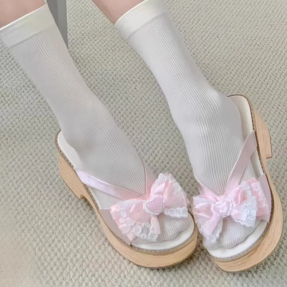 2025 صيف جديد فتاة حلوة اليابانية الأصلية لوليتا صنادل أرضية المرأة اليومية Jk موحدة دواسة واحدة ونصف النعال #2