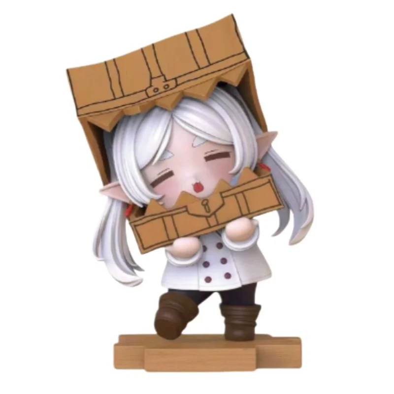 Frieren Beyond Journey's End Q Version Figure, Cute Cardboard Box Elf Frieren PVC Statue, Kawaii Anime Mini Model Desktop Decor