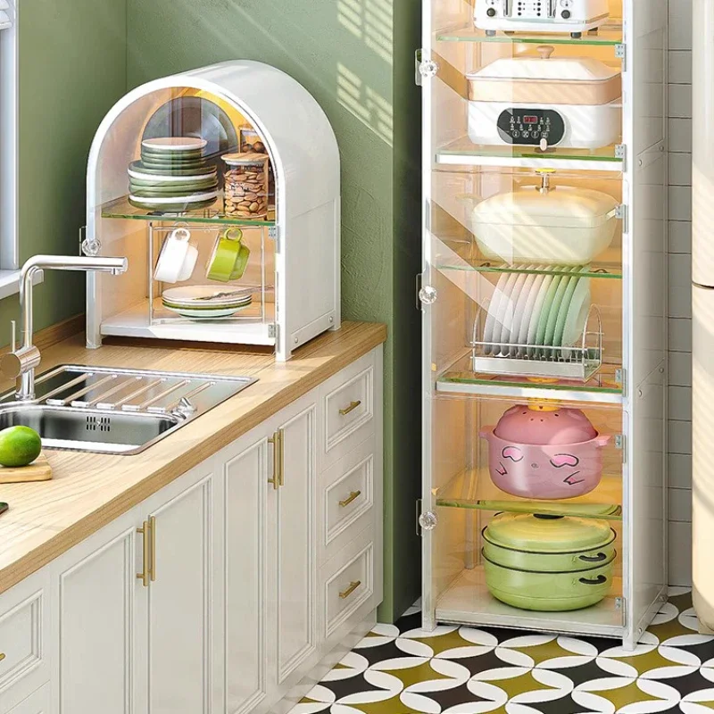 

Kitchen shelf, floor-to-ceiling, multi-storey storage cabinets, crevice cabinets, storage cabinets, pots and pans, arched