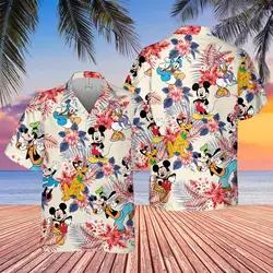 Mickey Mouse Hawaiian Shirt Men Women Kids Fashion Button Up Short Sleeve Disney Casual Beach