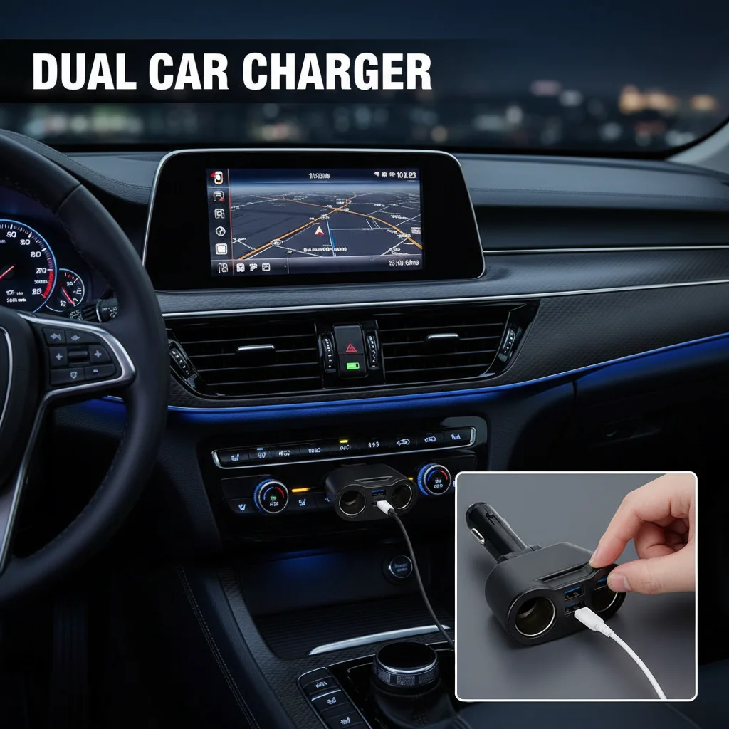 

QC3.0 Автомобильное зарядное устройство 12 В/24 В Двойной USB-адаптер питания Автомобильный прикуриватель Тип-C + QC3.0 + 2,4 А Синий светодиодный цифровой дисплей 120 Вт