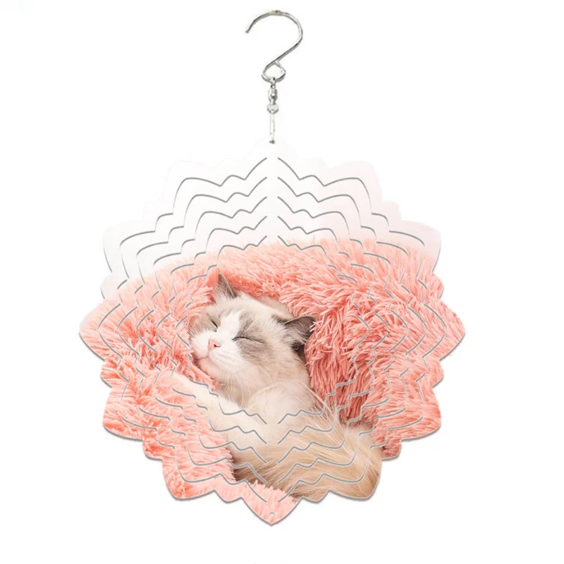 แผ่นอะลูมิเนียมเคลือบสีขาวแบบกันลมลายสัตว์เลี้ยง WSFS พิมพ์สองด้าน พร้อมจานหมุนสำหรับติดตั้งกับกระดิ่งลม