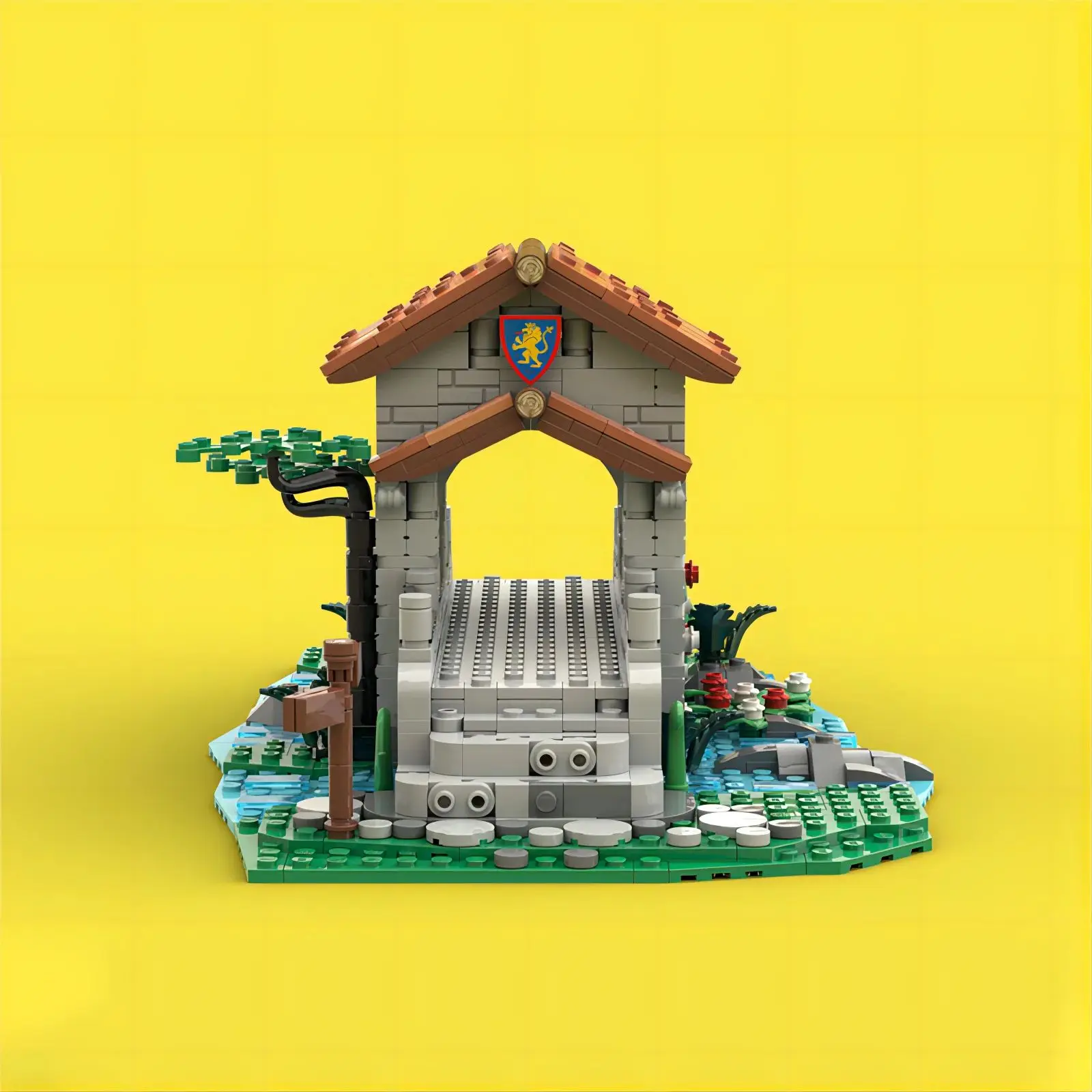 Fast delivery MOC-161587 Lion Knights Bridge small particle building blocks assembly toy medieval building model set