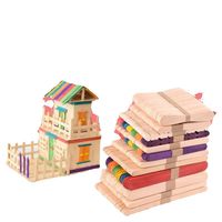 Miniature Construction House Model Building Kit - Ice Cream Popsicle Stick & Wood Chips Architecture Mockup for Handcraft