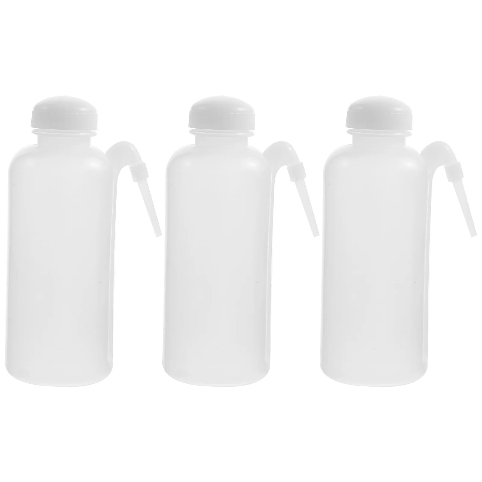 

3 Pcs Side Pipe Wash Bottle Refillable Curved Mouth Pot Squeeze Bottles for Liquids Water Squirt Plastic