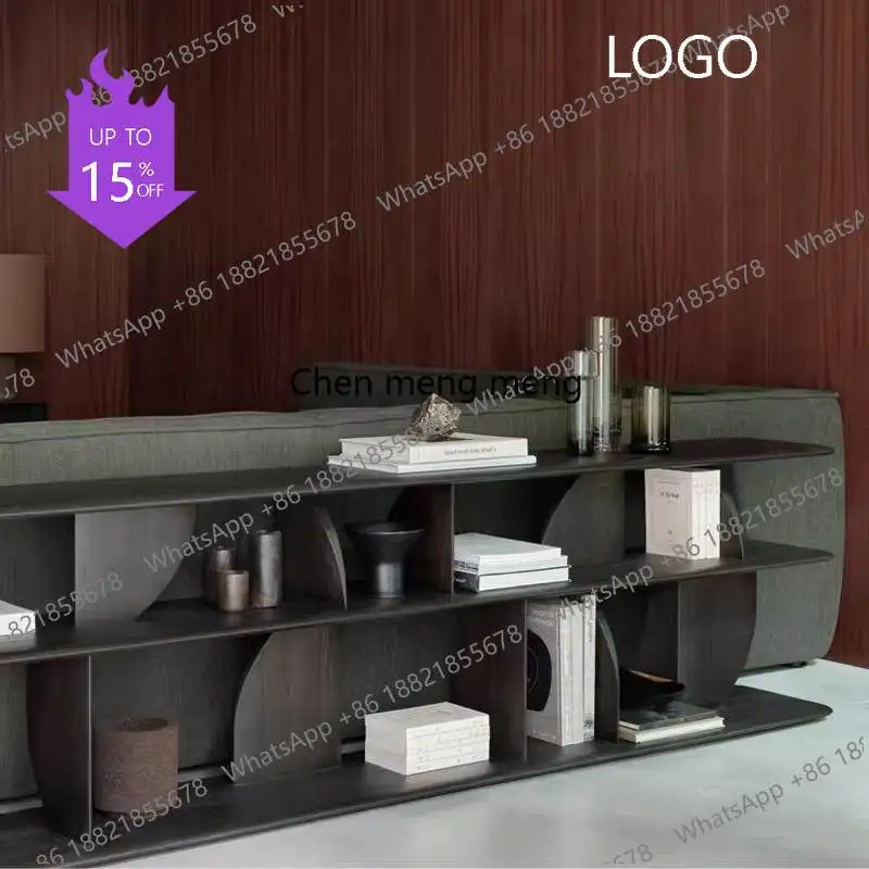 Q181 Solid wood bookshelf black floor-to-ceiling wabi sabi bogu shelf Nordic bookcase display cabinet living room screen partiti