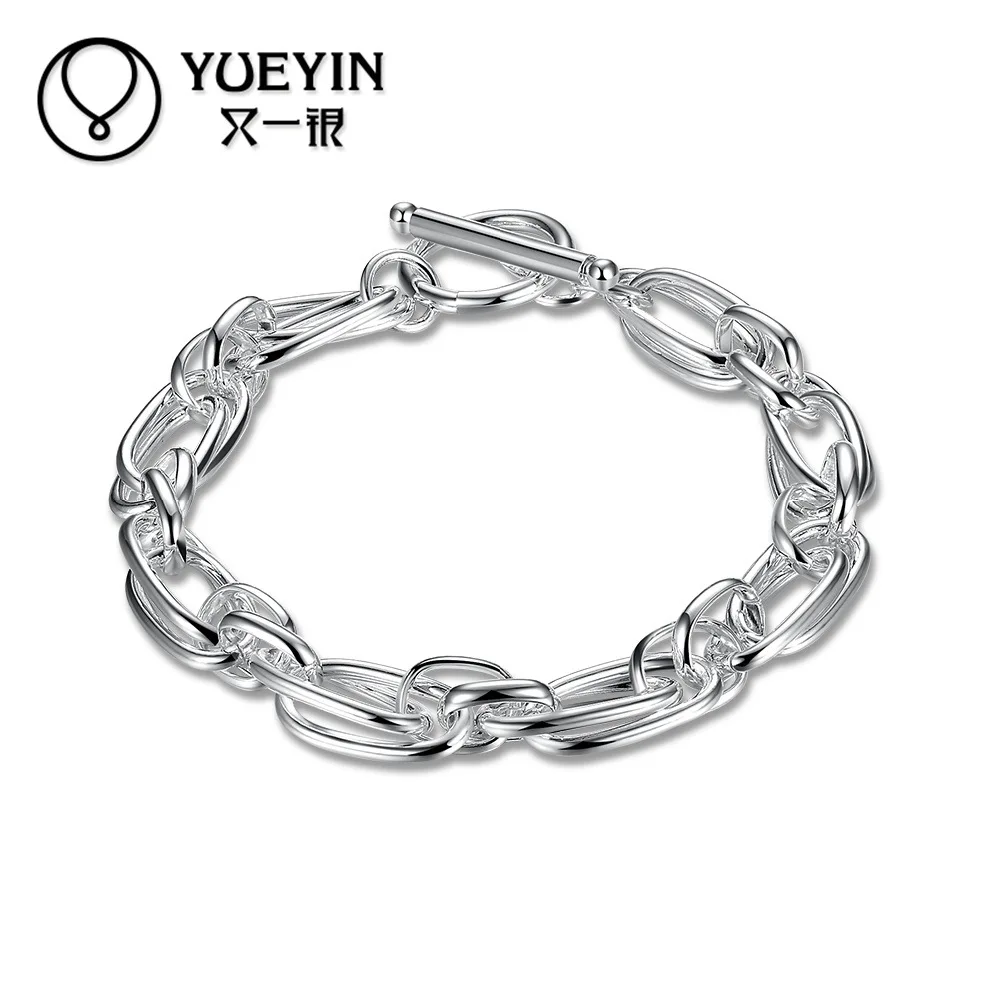 925 Sterling Silver Geometric Circular Chain TO Buckle Bracelet For Men and Women Fashion Jewelry Parties Unique Gifts