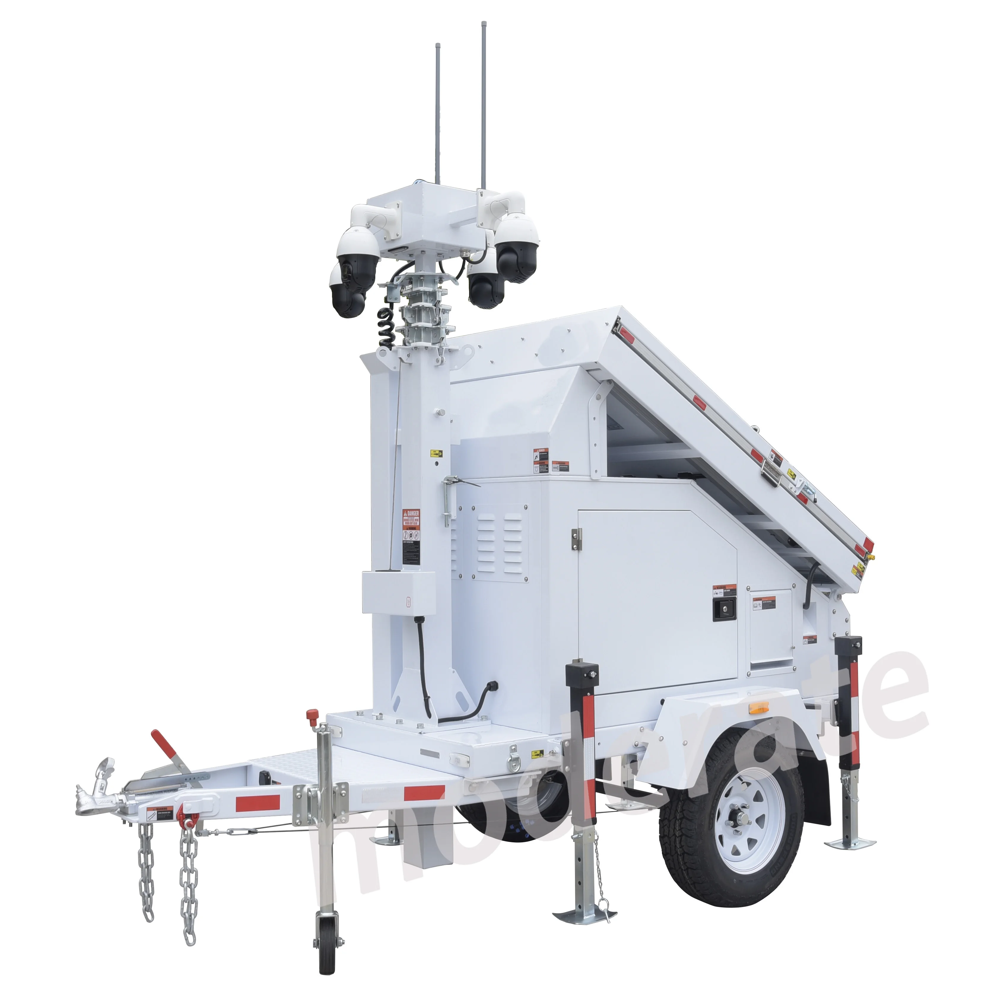 Best Selling Energy Saving Solar Surveillance Trailer Security Cctv Solar Trailer With Telescopic Mast