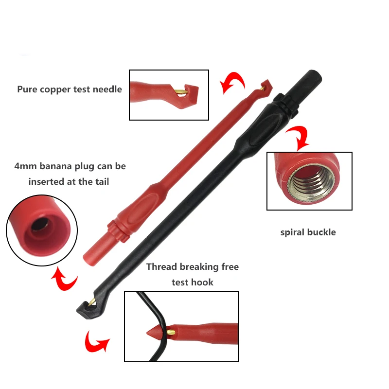 Multimeter Needle Probe Tip Wire 4Mm Banana Plug Carbon Steel Gilding Safe And Nondestructive Puncture