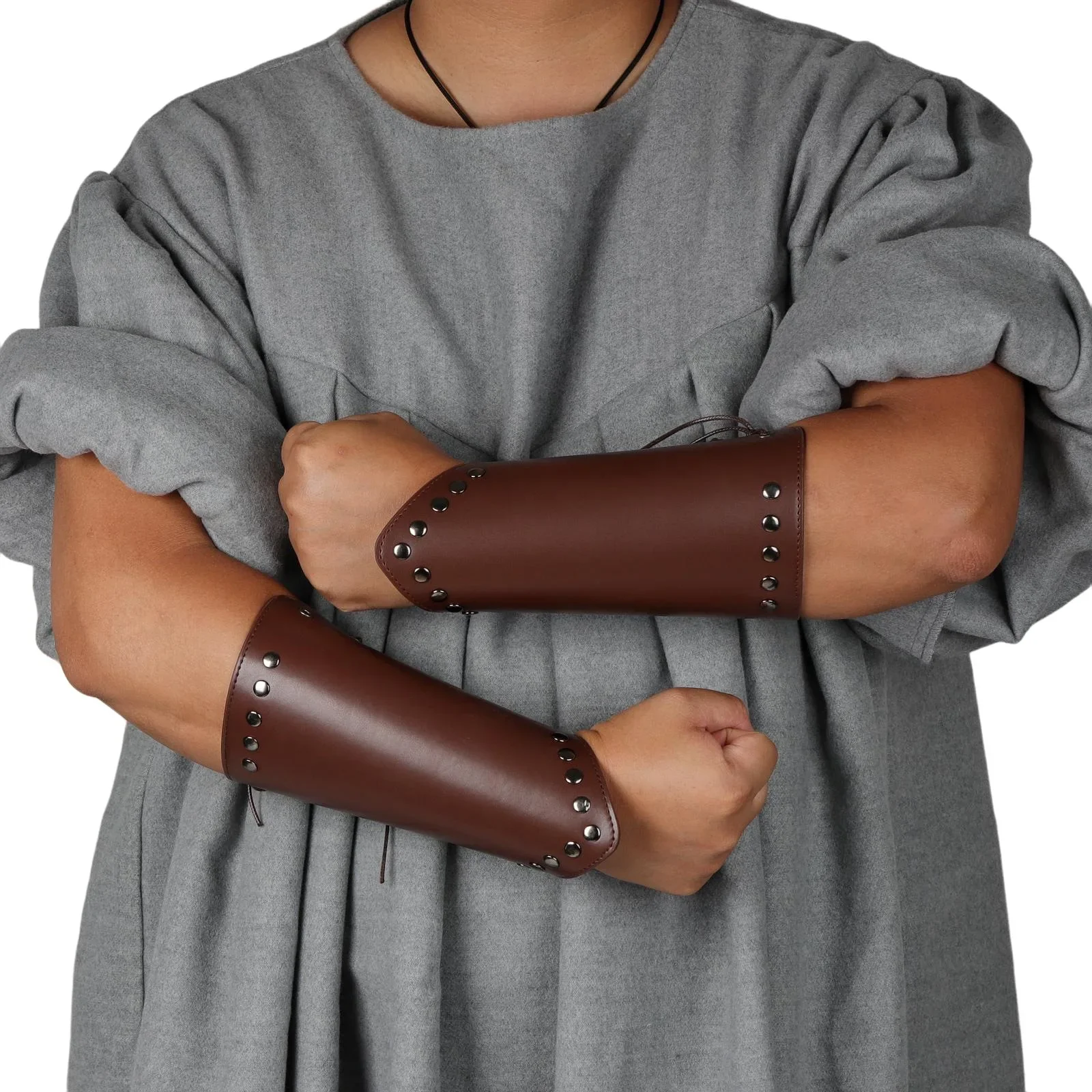 Punk Leder Rüstung Arm Armschiene Larp Armband Schnürung Mittelalterliche Männer Krieger Ritter Handgelenk Bogenschütze Gauntlet Kostüm Halloween Erwachsene