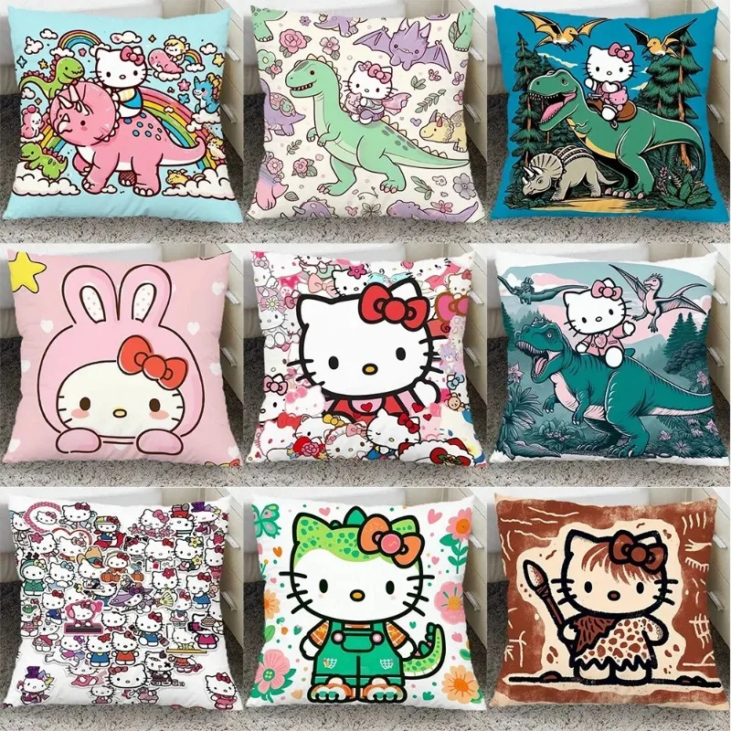 Cartoon HelloKitty Dinosaur Pillowcase Home Living Room Sofa Cushion Cover Kawaii Room Decoration Children Gift Doll