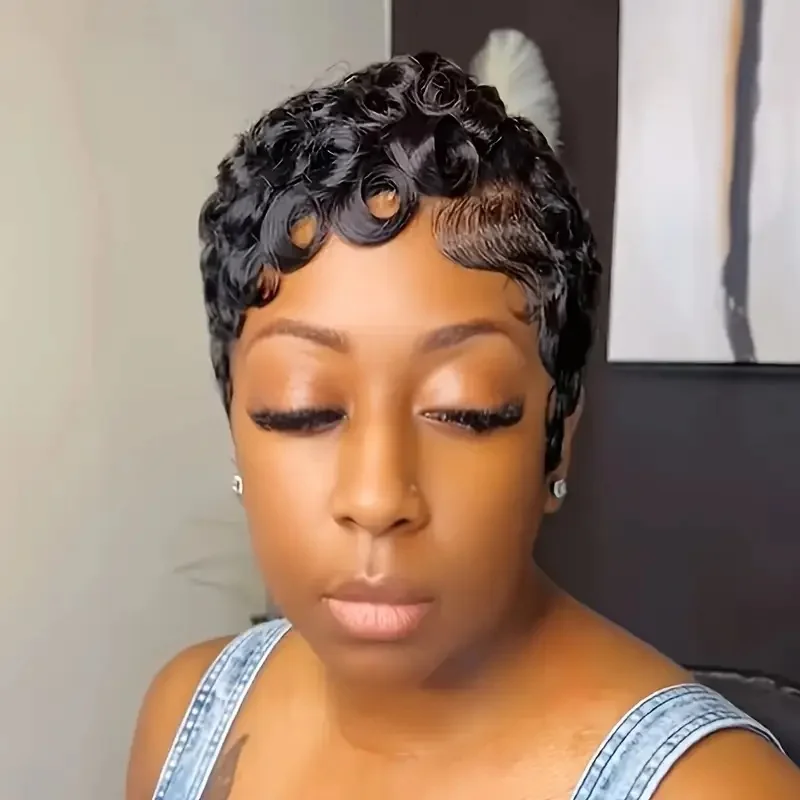 13x4 الدانتيل الباروكات أمامي أنيقة عابث قطع مجعد الدانتيل الجبهة خصلات الشعر المستعار الإنسان للنساء