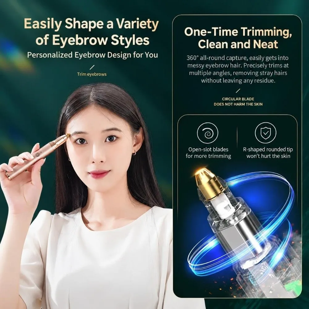 2 In 1 Electric Eyelash Curler Two-Gear Temperature Adjustment 3D Micro-Trimming Eyebrow Shaver Heated Rechargeable