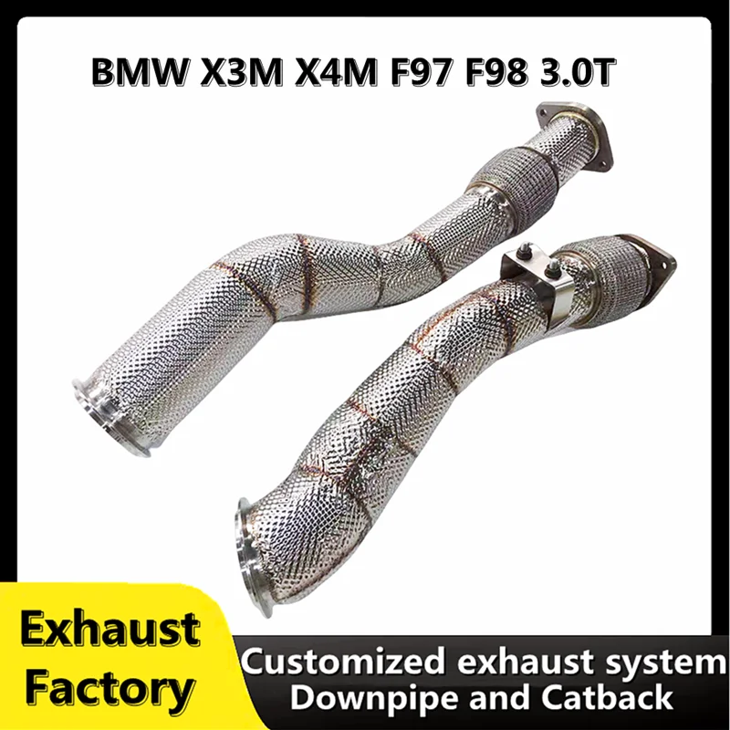 Catless Downpipe For BMW X3M X4M F97 F98 3.0T 2019-2023 304 stainless steel exhaust system straight through downpipe