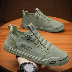 Zapatos informales de lona para hombre, zapatillas de deporte de lujo para caminar al aire libre, calzado transpirable, color verde