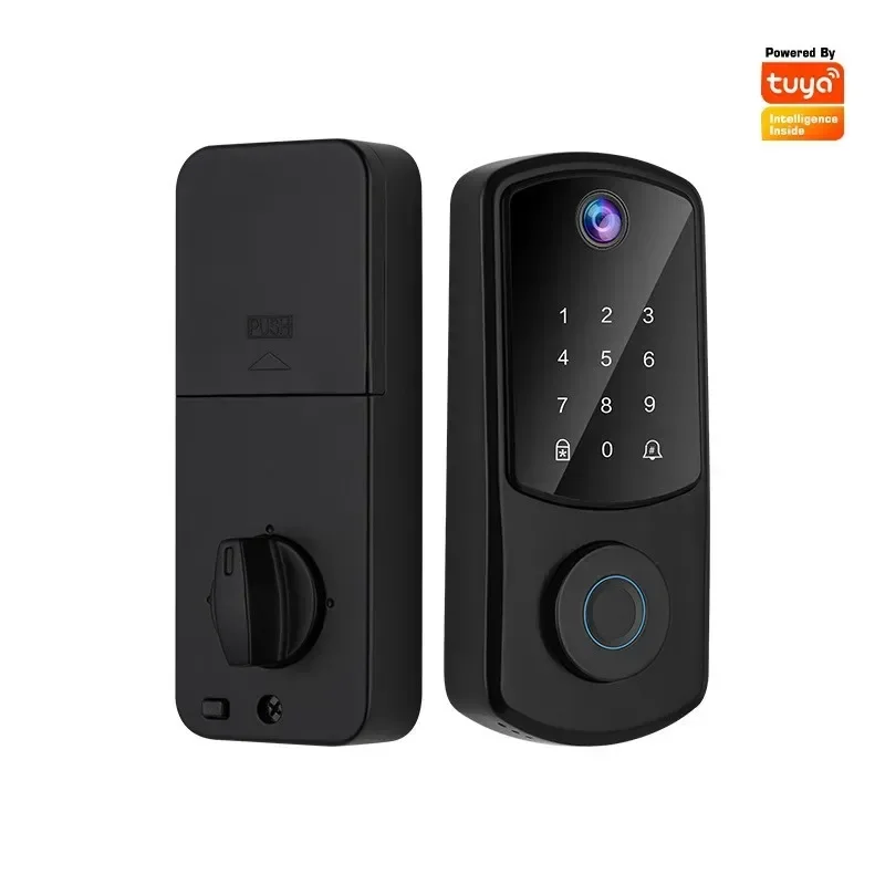 US Standard Automatic Password Fingerprint Lock with Cat Eye Tuya WIFI Home Electronic Smart Door Lock