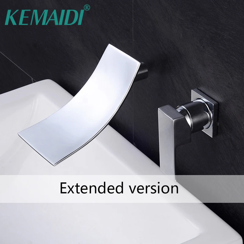 

KEMAIDI Waterfall Bathroom Faucet Chrome Bathtub Faucet Mixer Extended Version Spout Vanity Sink Mixer Tap Wall Mounted