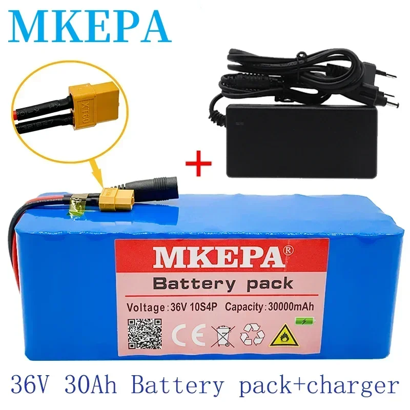 36V 10S4P 30000mAh battery pack 500W high-power battery 42V 30000mAh electric bicycle, customizable with various connector plugs