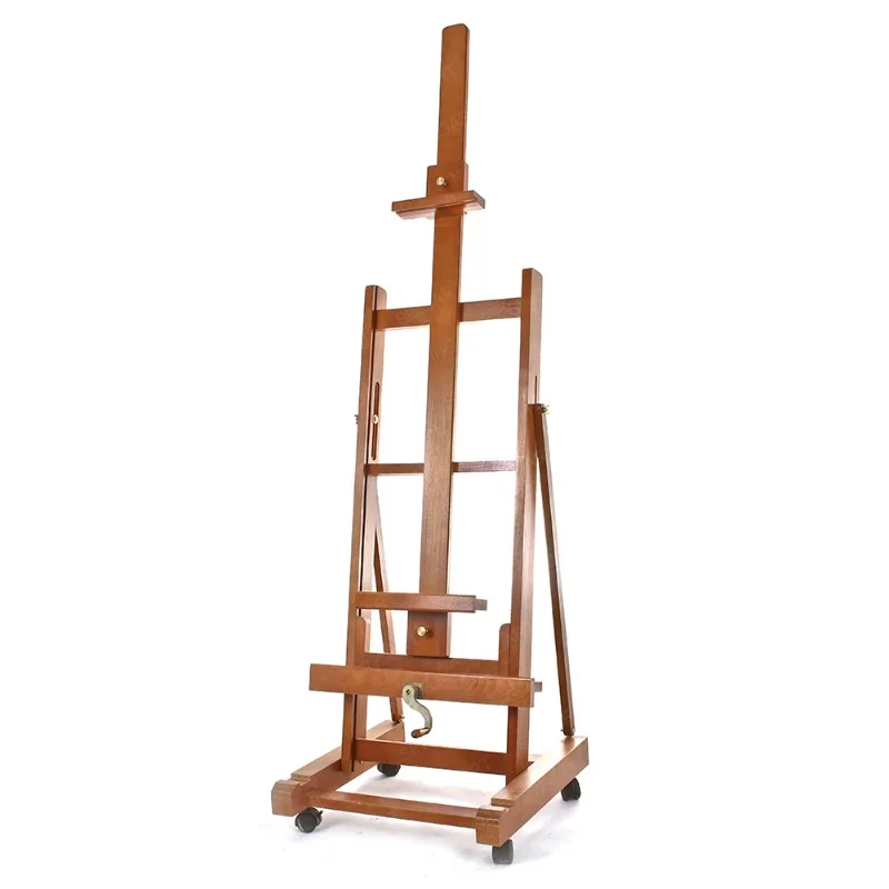 High-quality beech wood artist luxury heavy-duty studio easel with casters and rockers