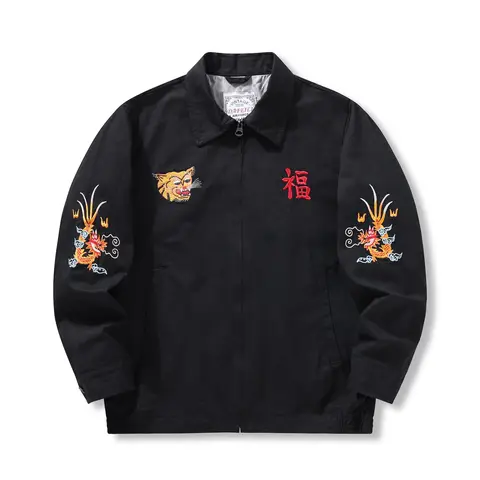 1960's Vietnam War Sukajan Vntage Tokyo Windbreaker Retro Bomber Work Tiger Japanese VIET-NAM Embroidery Map Souvenir Jacket Men