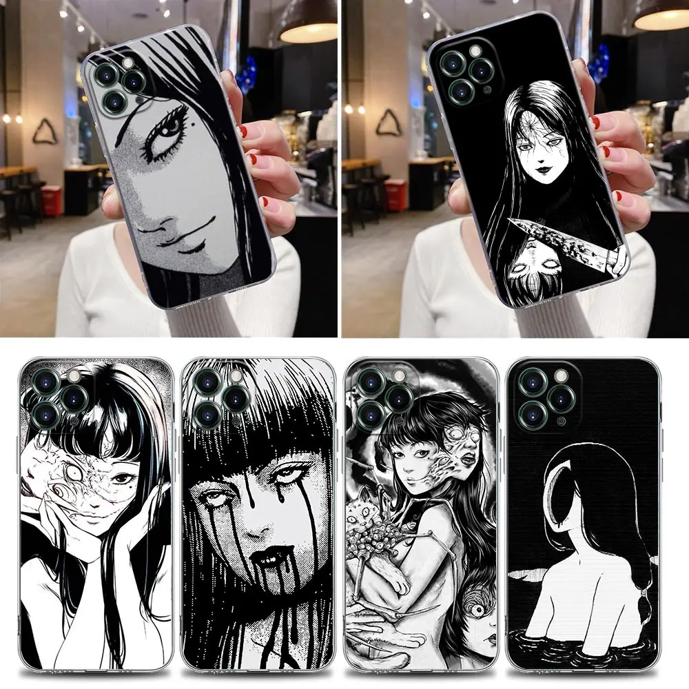 Horror Comic T-Tomie Junji Ito Manga Clear Case For iPhone 16 15 14 13 12 11 Pro Max Mini Xs XR 8 Plus Soft Cover Silicone Cases